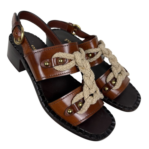 Prada Rare 2020 Rope Detail Leather Sandals - Picture 3 of 9